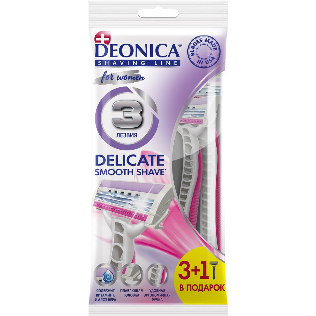 фото упаковки Deonica FOR WOMEN одноразовая безопасная бритва 3 лезвия
