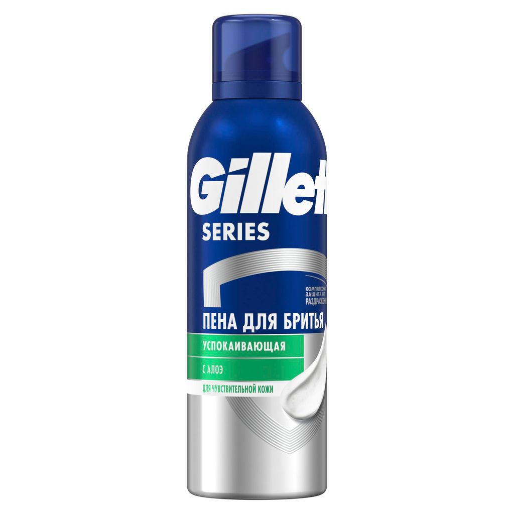 фото упаковки Gillette Series  Sensitive Пена для бритья успокаивающая с алоэ