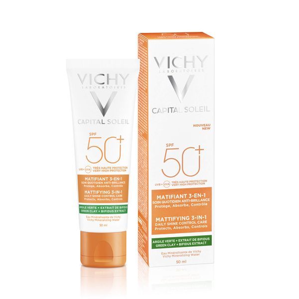 Vichy Capital Soleil Уход матирующий 3 в 1 SPF50+, для жирной и проблемной кожи, 50 мл, 1 шт.