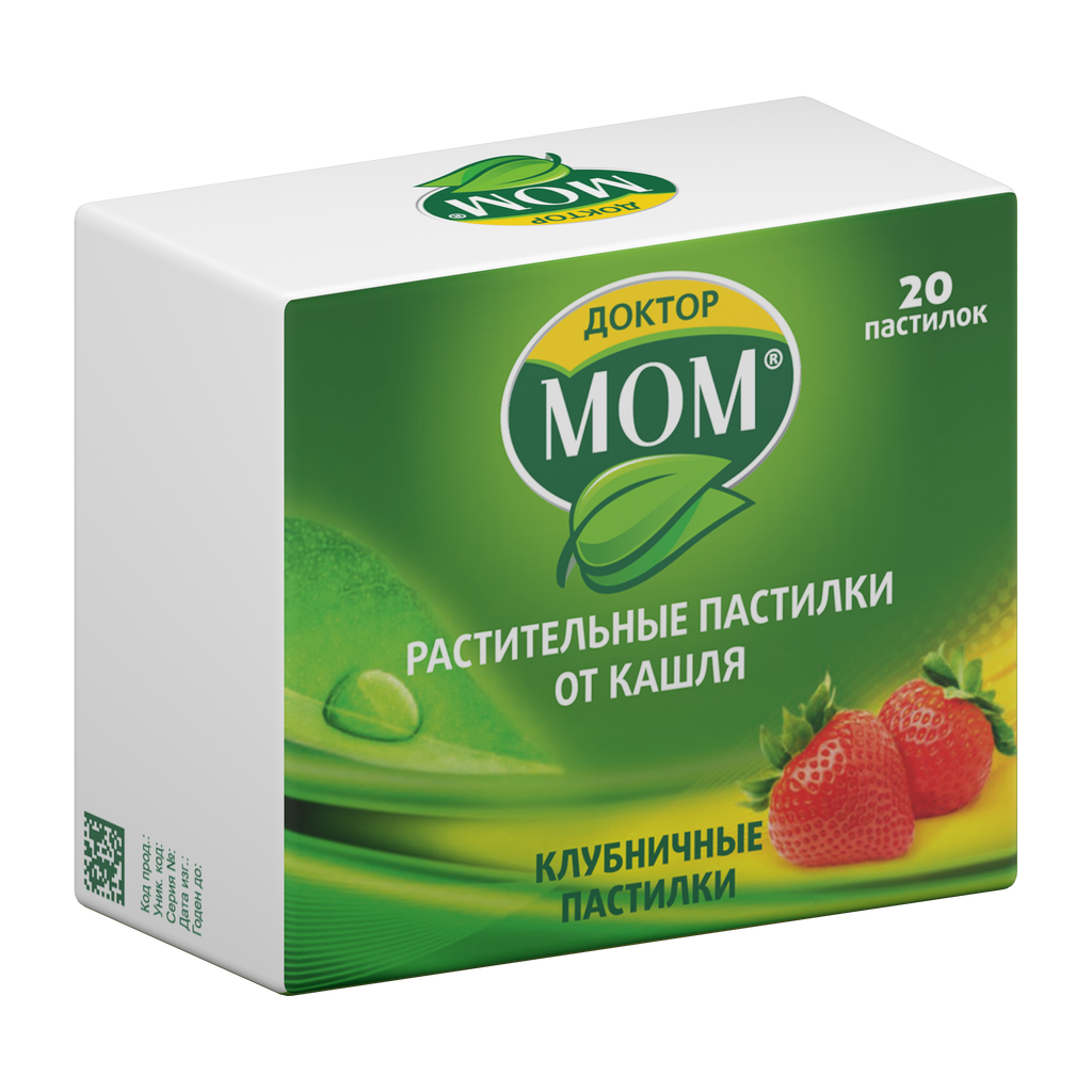 Доктор МОМ растительные пастилки от кашля, пастилки, клубничный (ые), 20 шт.