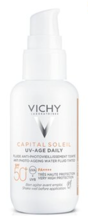 Vichy Capital Soleil UV Age-Daily Флюид для лица против признаков фотостарения SPF 50+, флюид, тонирующий эффект, 40 мл, 1 шт.