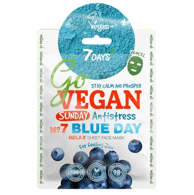 7 Days Go Vegan Тканевая маска для лица Sunday Blue Day, 25 г, 1 шт.