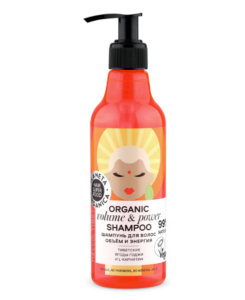 Planeta organica Hair Super Food Шампунь для волос, шампунь, Объем и энергия, 250 мл, 1 шт.