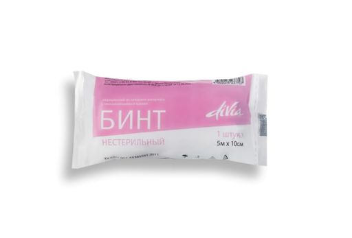 Divia Бинт медицинский нестерильный, 5мх10см, из нетканого материала с неосыпающимися краями, 1 шт.