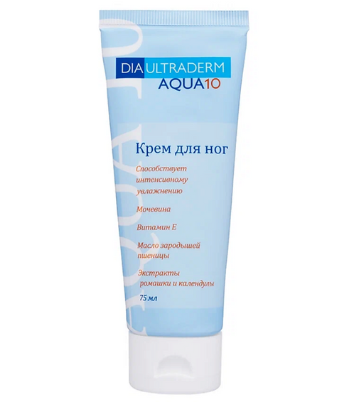 Diaultraderm aqua 10 Крем для ног, крем, интенсивное увлажнение, 75 мл, 1 шт.