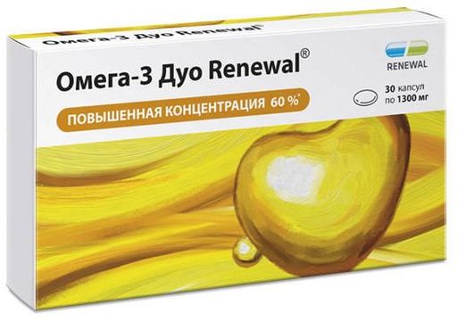 Омега-3 Дуо Renewal, 1300 мг, капсулы, 30 шт.