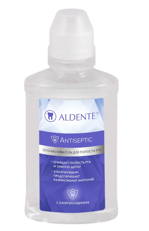 Aldente antiseptic ополаскиватель для полости рта, раствор для полоскания полости рта, с хлоргексидином, 200 мл, 1 шт.